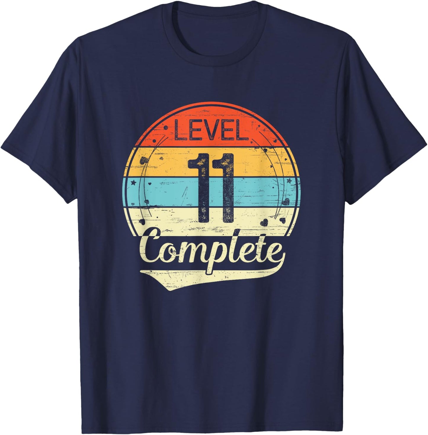 Level 11 Complete Retro 11th Wedding Anniversary T-Shirt - T-Shirt | Navy