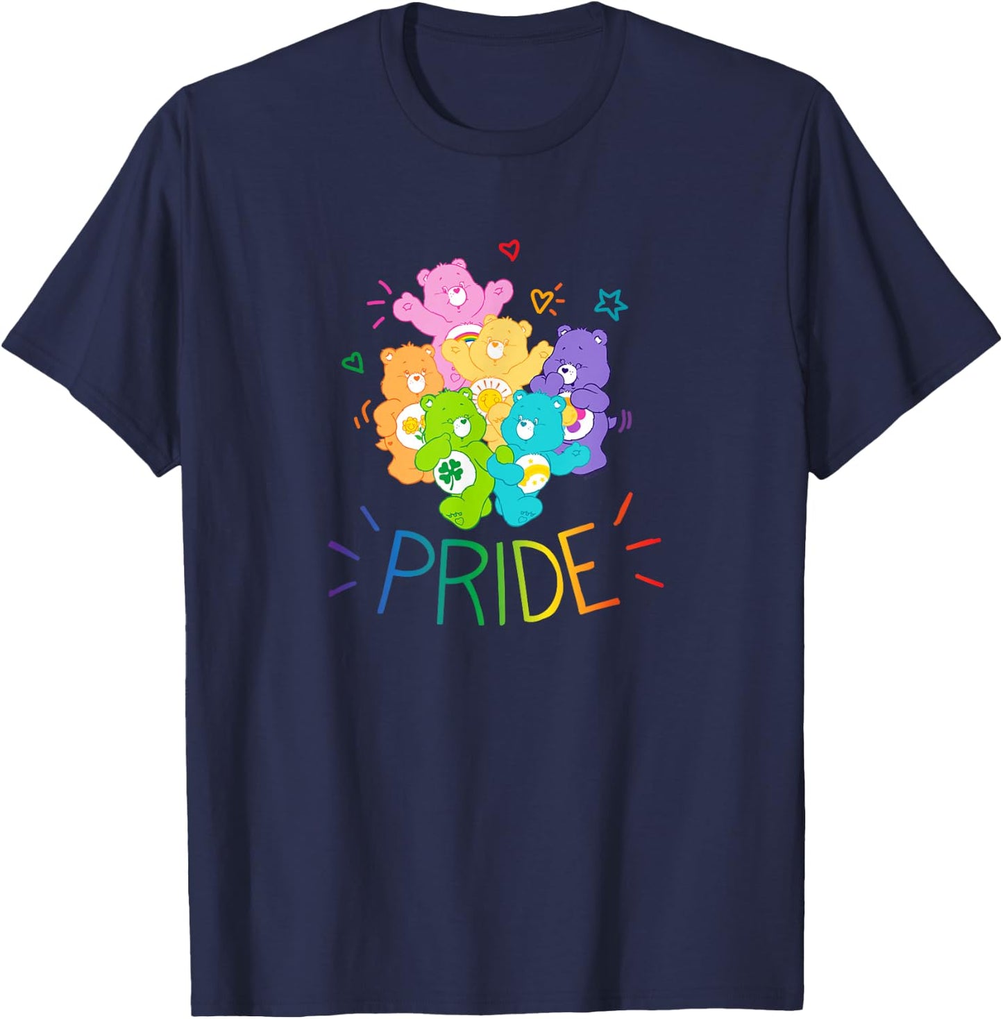 Care Bears Rainbow Pride and Doodles Cute Retro Cartoon T-Shirt - T-Shirt | Navy