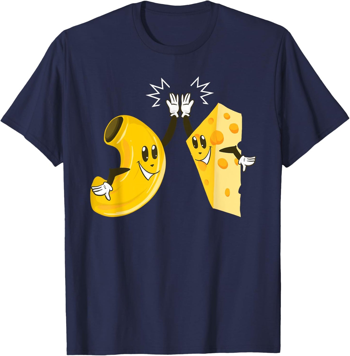 Funny Macaroni And Cheese High 5 | Cool Pasta Lover Mac Gift T-Shirt - T-Shirt | Navy