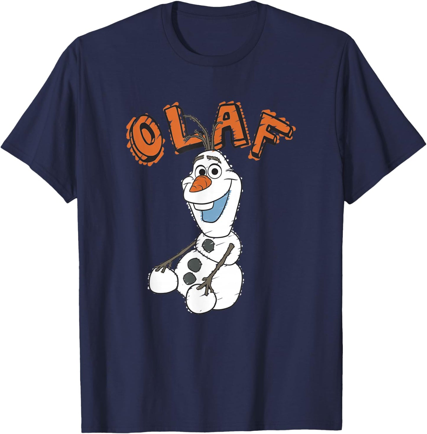 Disney Frozen Vintage Olaf Portrait Orange Sketch Logo T-Shirt - T-Shirt | Navy