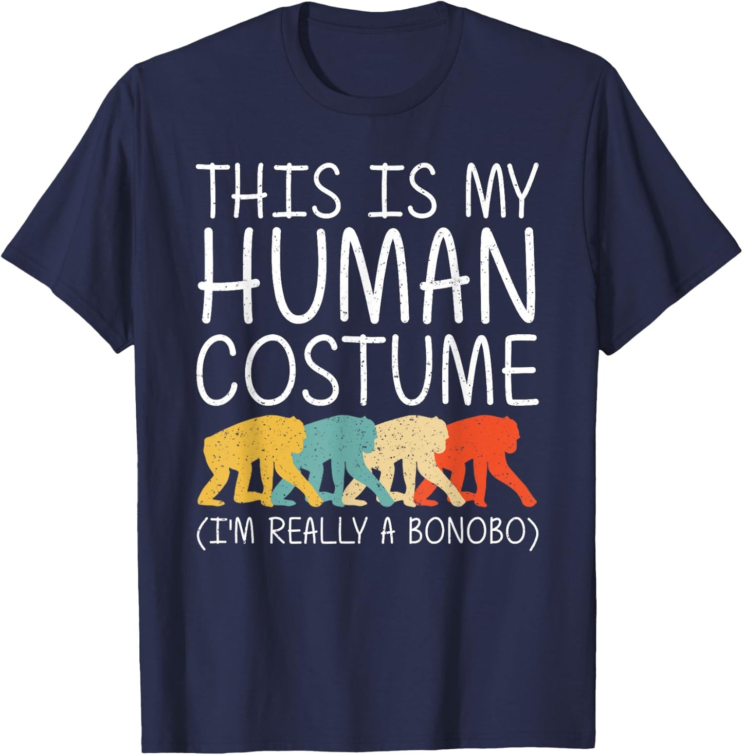 Bonobo Halloween Human Costume Chimpanzee Ape Easy DIY Gift T-Shirt - T-Shirt | Navy