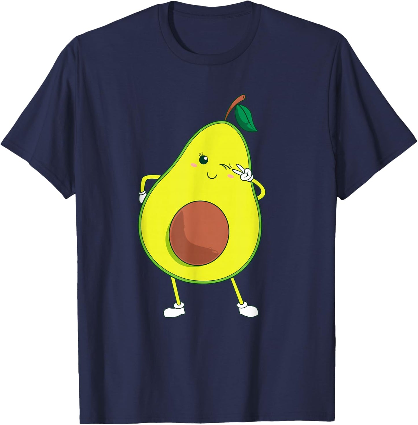 Cute Avocado Art For Kids Men Women Funny Winking Fruit T-Shirt - T-Shirt | Navy