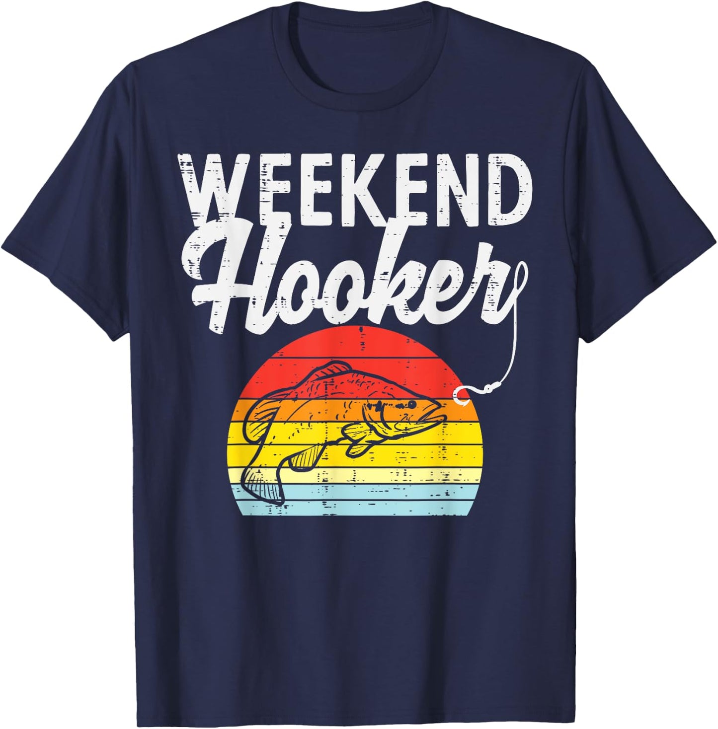 Weekend Hook Retro Bass Fish Fishing Fisherman Men Gift T-Shirt - T-Shirt | Navy