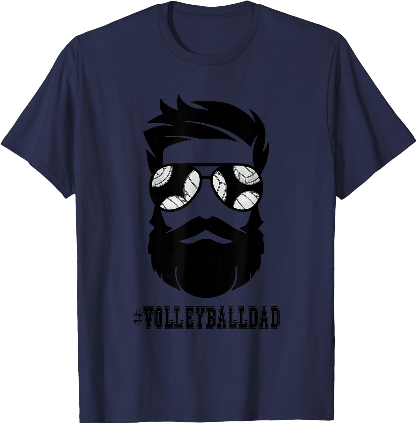 Volleyball Dad With Beard And Cool Sunglasses T-Shirt - T-Shirt | Navy
