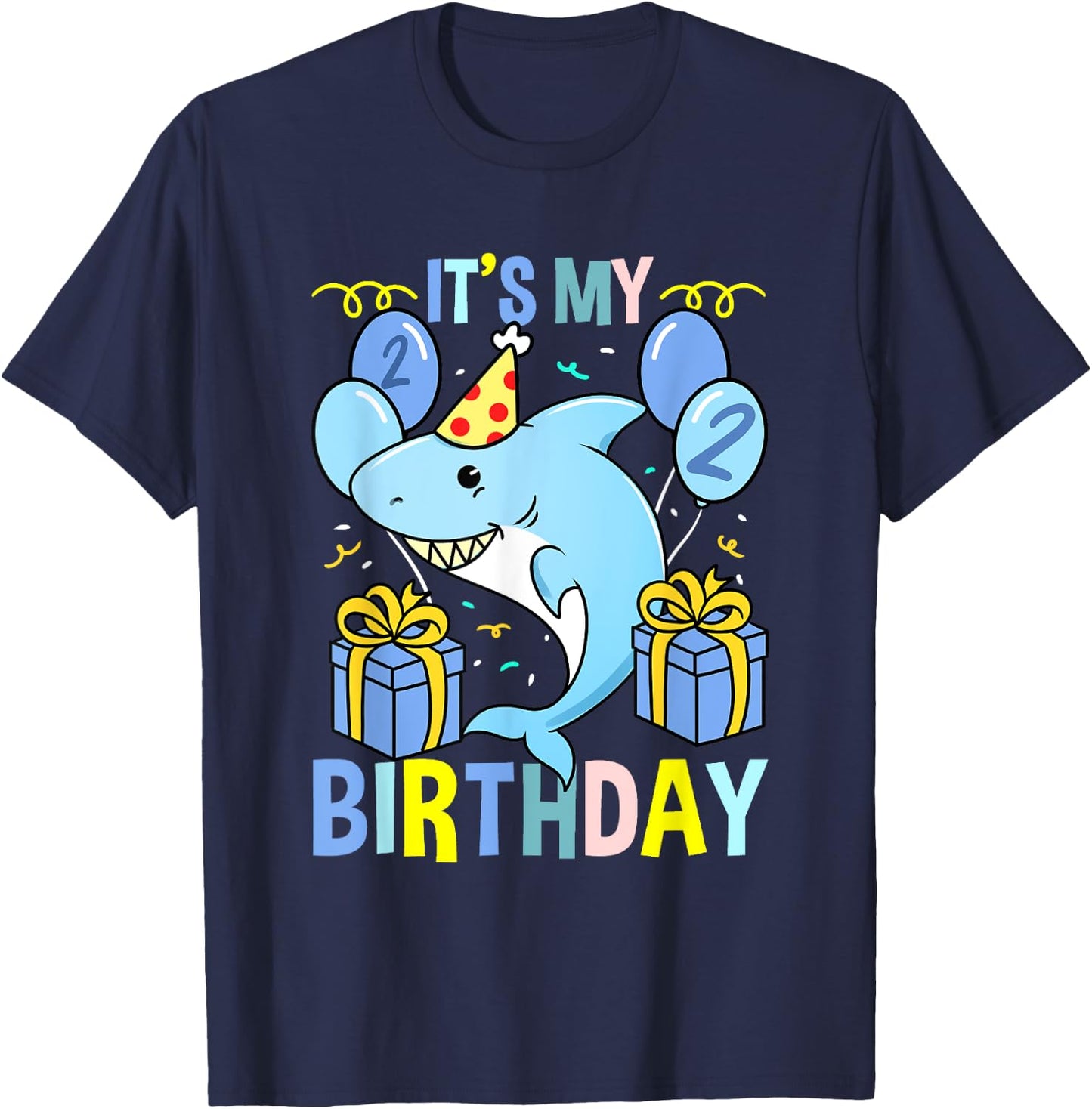 Shark Its My 2nd Birthday T-Shirt - T-Shirt | Navy