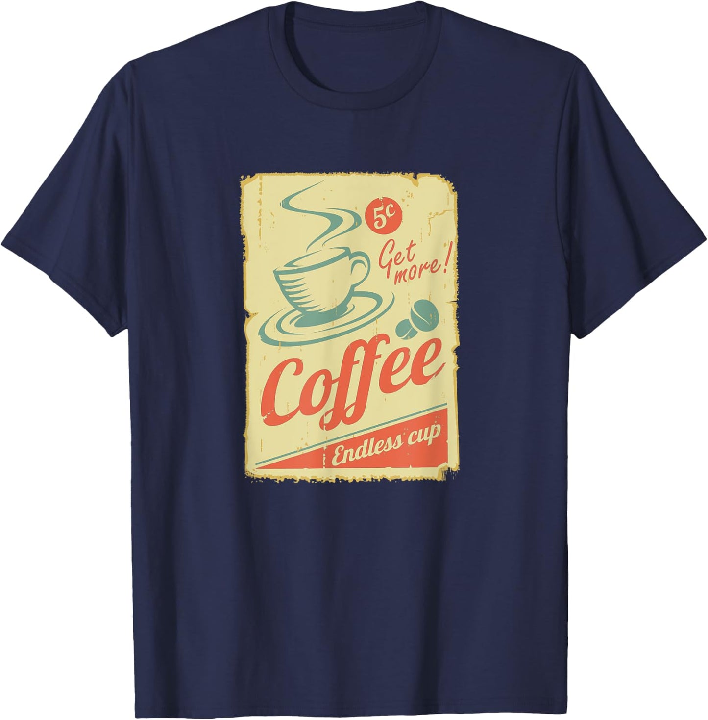 Retro Coffee Shirt Funny Vintage Retro Coffee Gift T-Shirt - T-Shirt | Navy