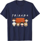 Friends Chibi Characters Central Perk Coffee Shop Group Shot V-Neck T-Shirt - T-Shirt | Navy