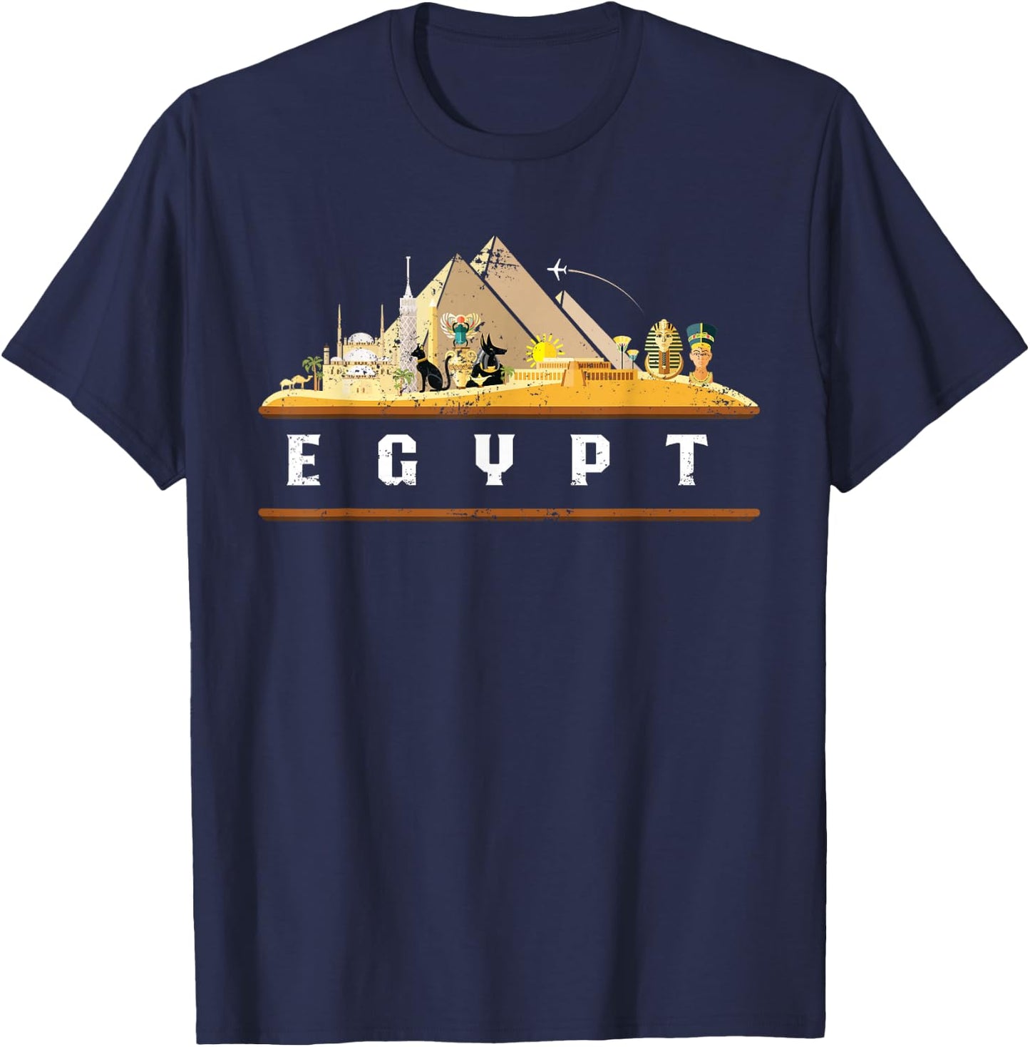 Egyptian Pyramids Gift Egyptian Culture Black -Adults Small Short Sleeve T-Shirt - T-Shirt | Navy