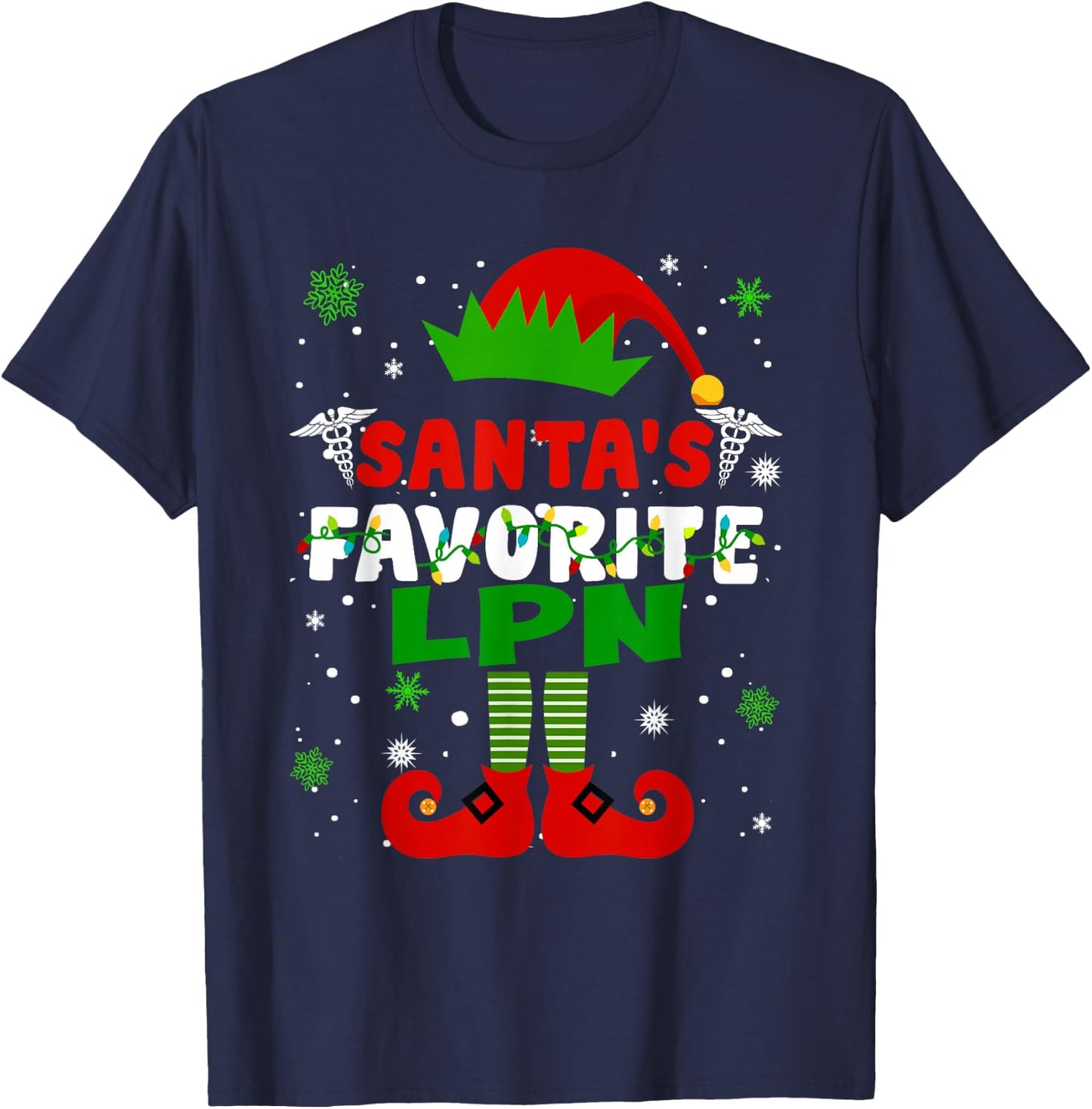 Santa's Favorite LPN Funny Christmas Gifts T-Shirt - T-Shirt | Navy