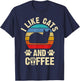 I like Cats & Coffee Funny vintage Kitten theme lover T-Shirt - T-Shirt | Navy