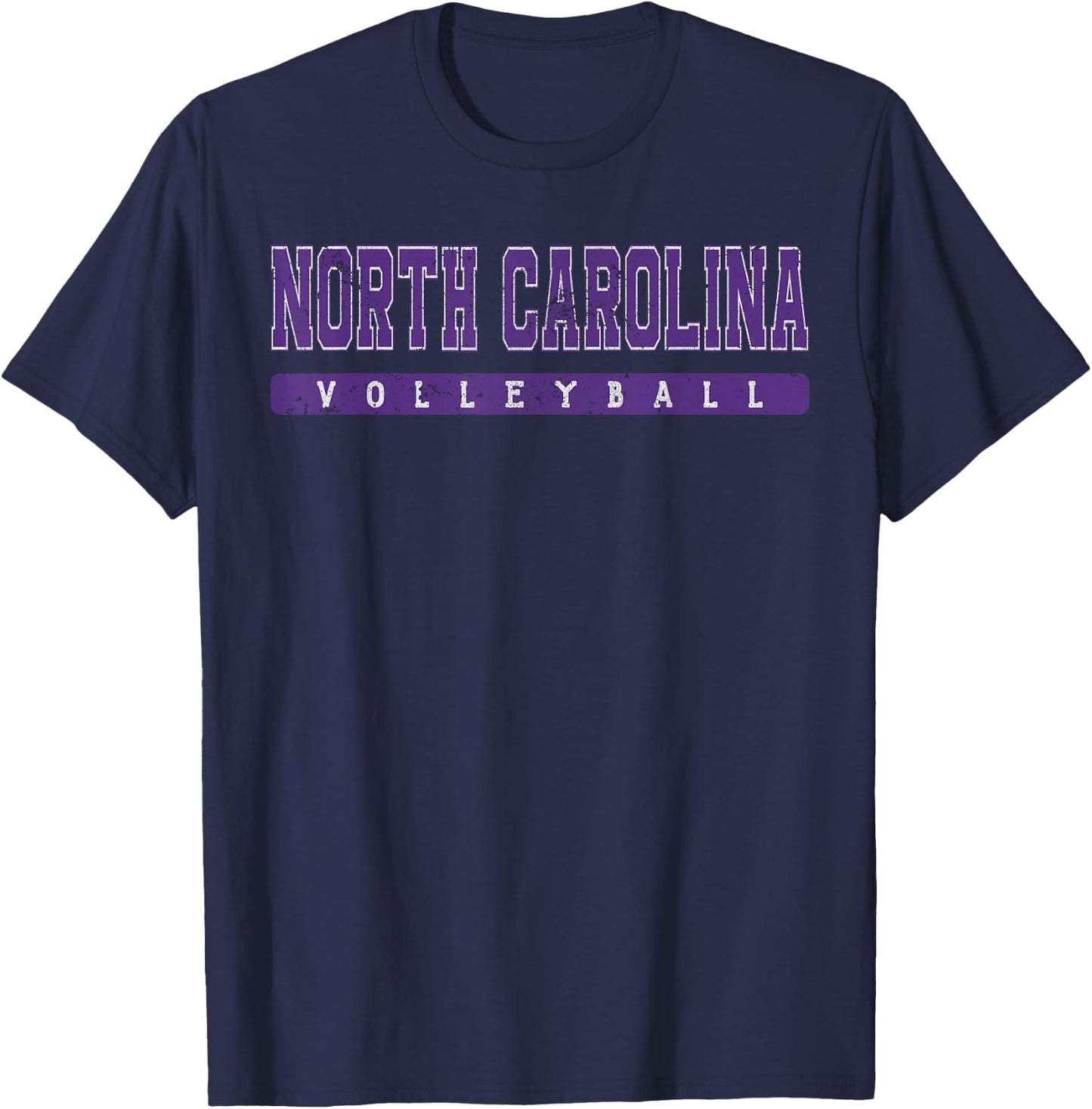 North Carolina Volleyball Purple Vintage Text T-Shirt - T-Shirt | Navy