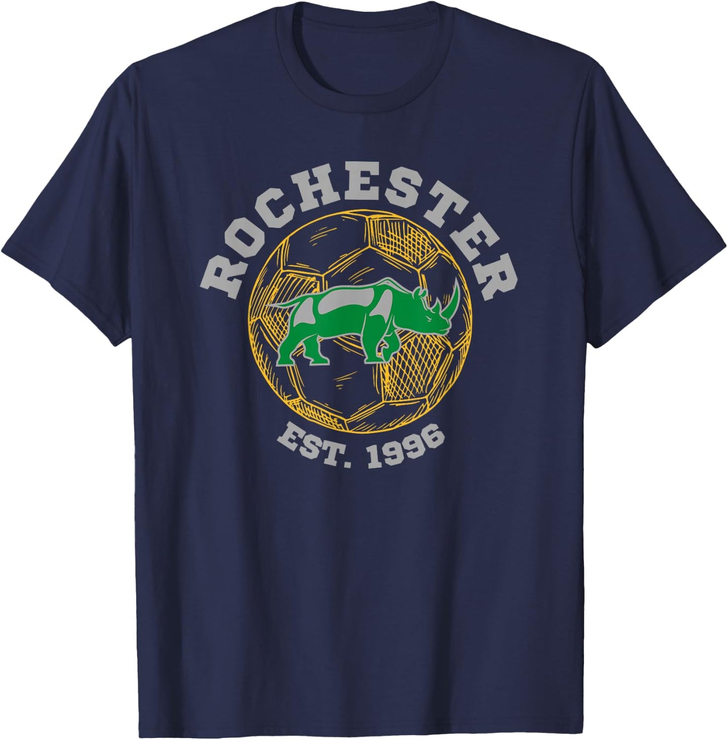 Rochester Soccer Est 1996 Sports Team Athletic Novelty Rhino T-Shirt - T-Shirt | Navy