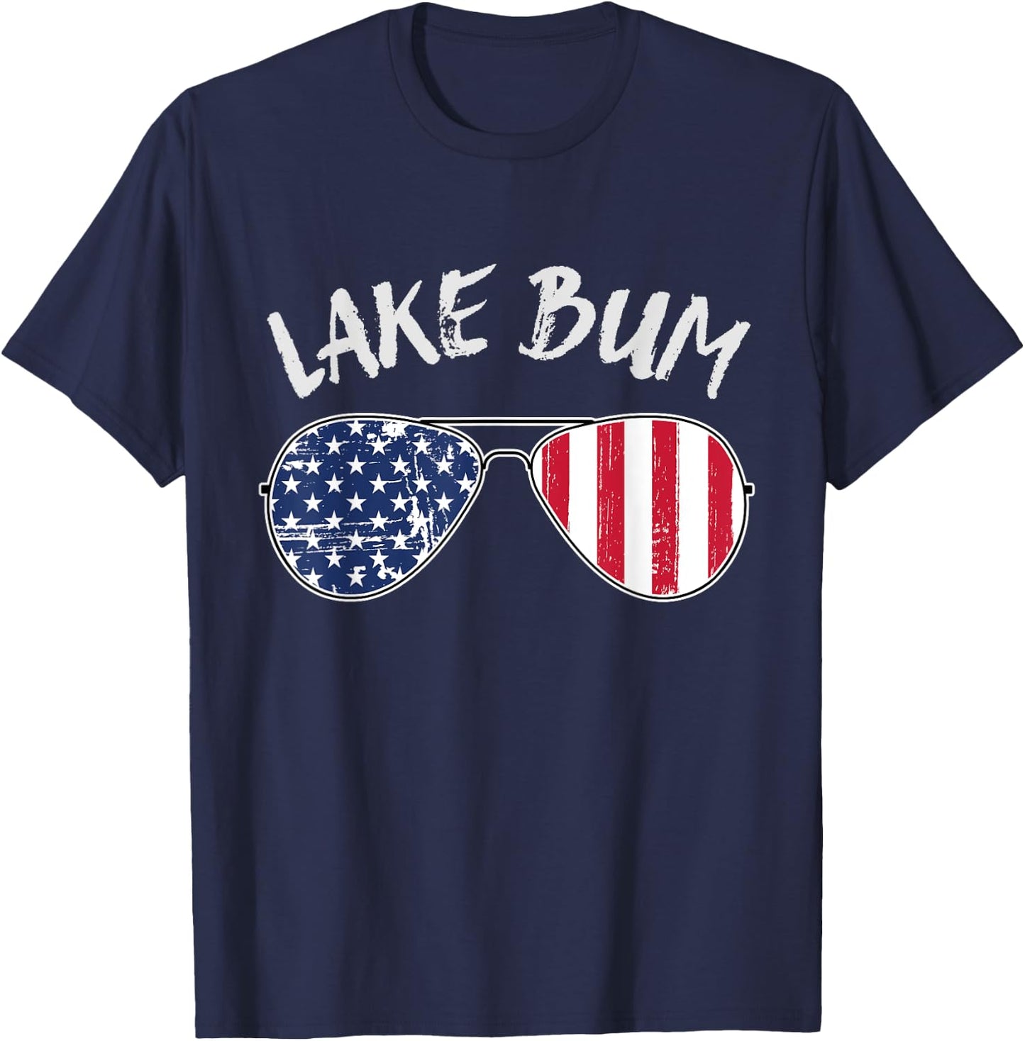 Retro Patriotic Lake Bum 4th of July Summer Sunglasses T-Shirt - T-Shirt | Navy