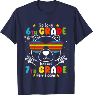 Kids So Long 6th Grade Graduation 7th Grade Here I Come 2025 Bear T-Shirt - T-Shirt | Navy
