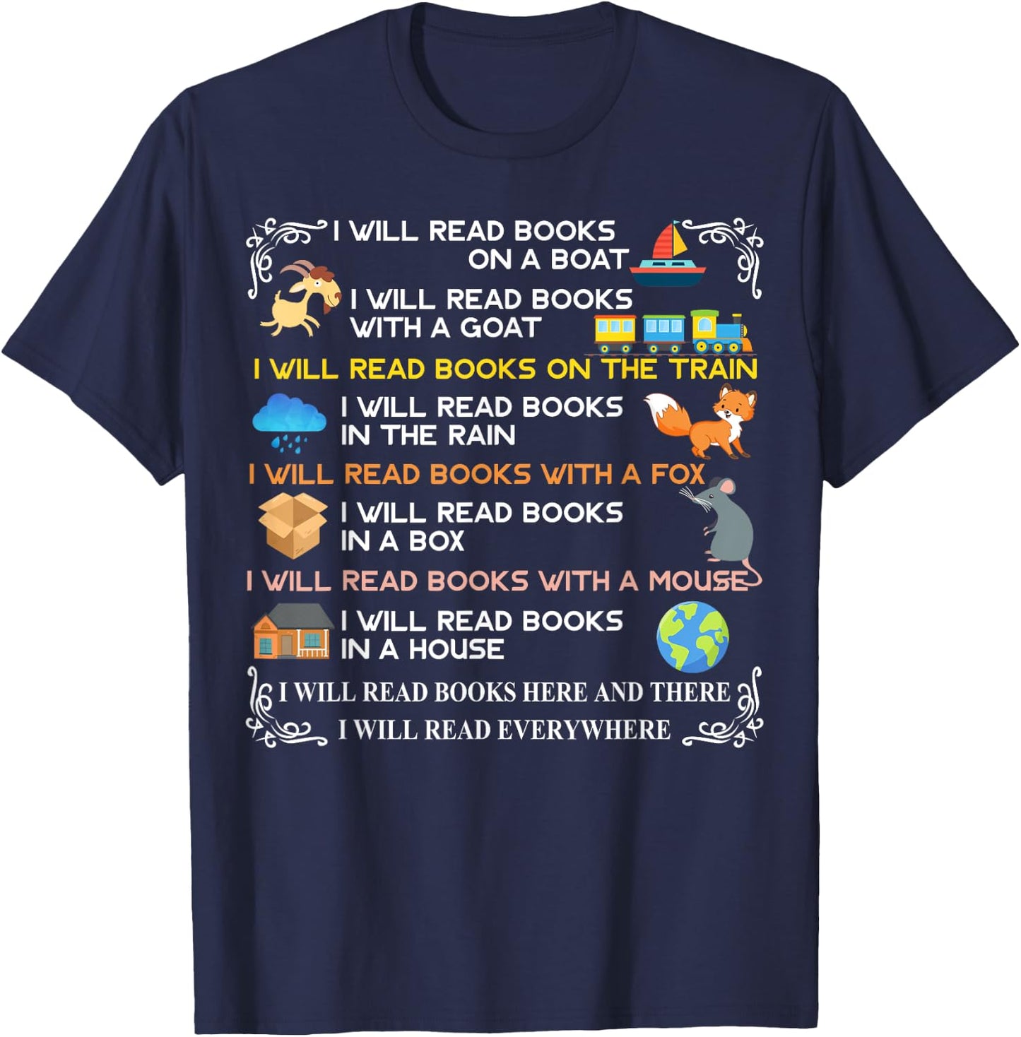 I will read books on a boat & everywhere reading T-Shirt - T-Shirt | Navy