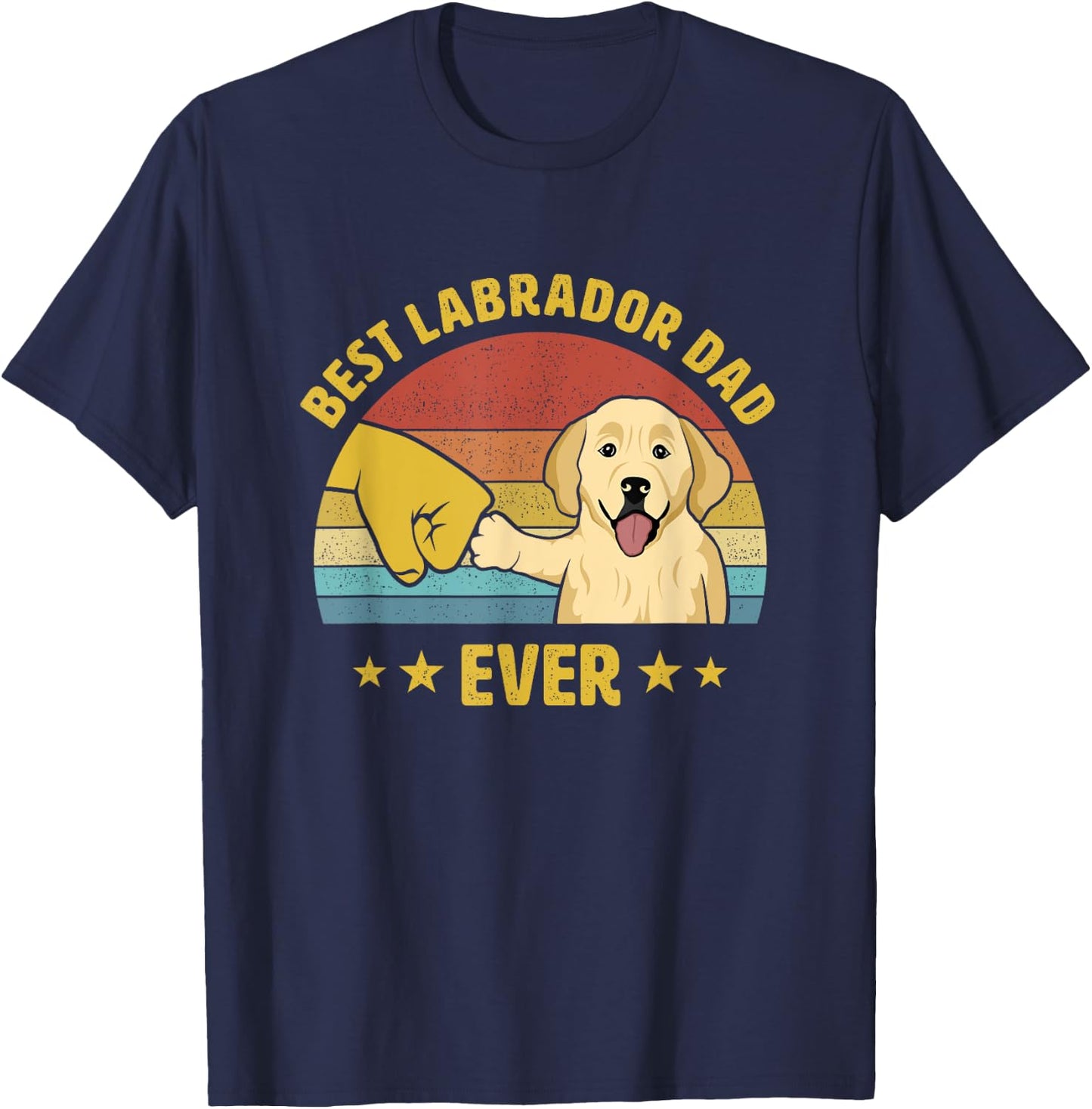 Best Labrador Retriever Dad Ever Vintage Lab Dad Design T-Shirt - T-Shirt | Navy