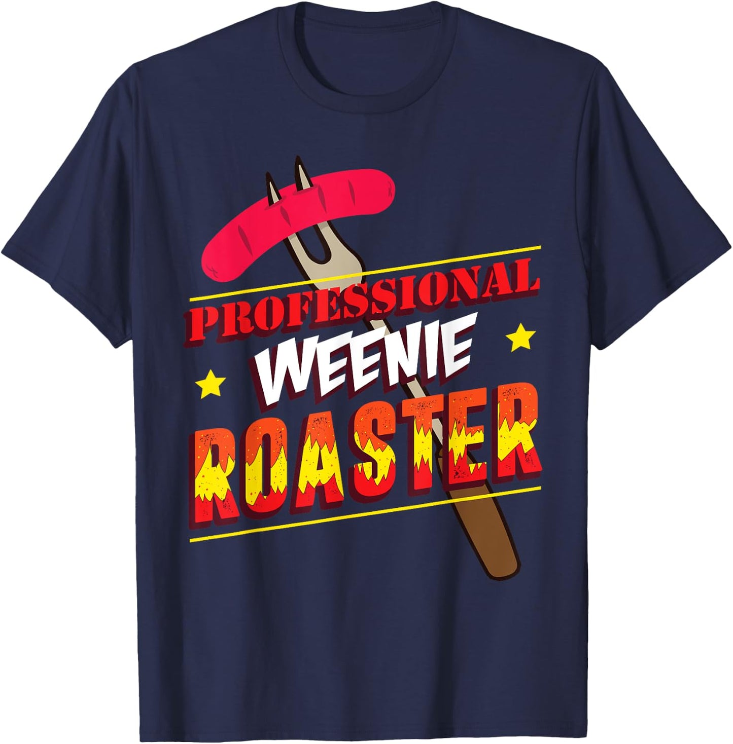 Funny Hotdog Barbecue - Grillmeister Weenie Roaster Men Women T-Shirt - T-Shirt | Navy