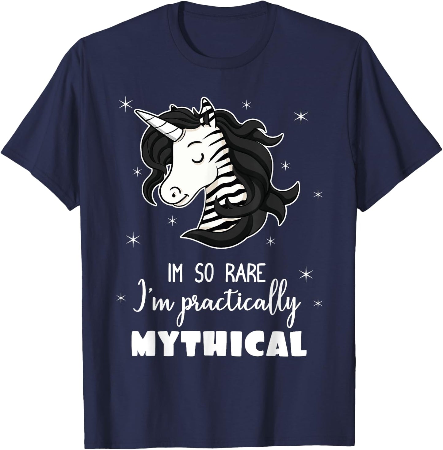 Mythical Unicorn Ehlers Danlos Black And White Zebra Stripe T-Shirt - T-Shirt | Navy