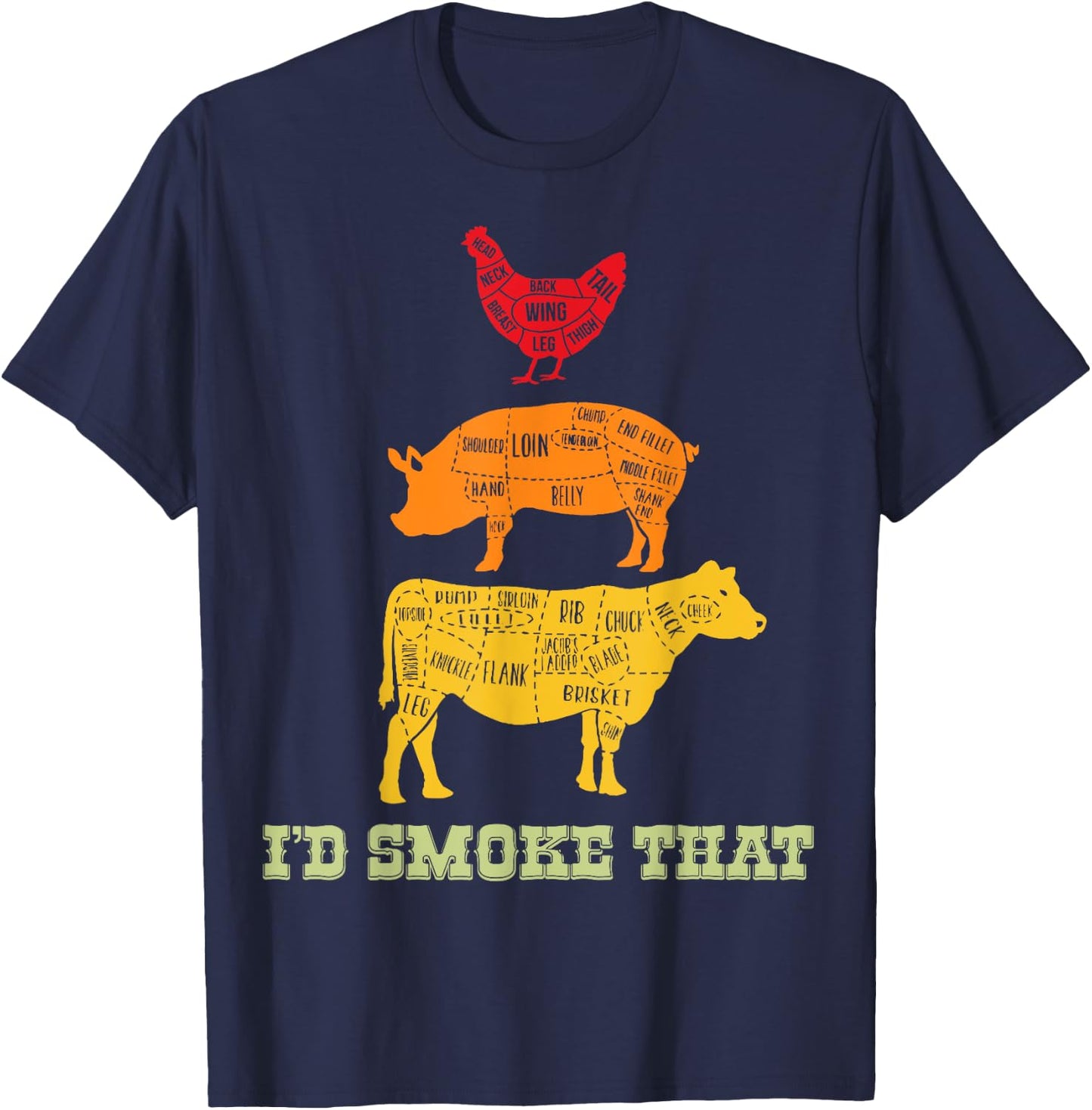 Id Smoke That - Barbecue - BBQ T-Shirt - T-Shirt | Navy