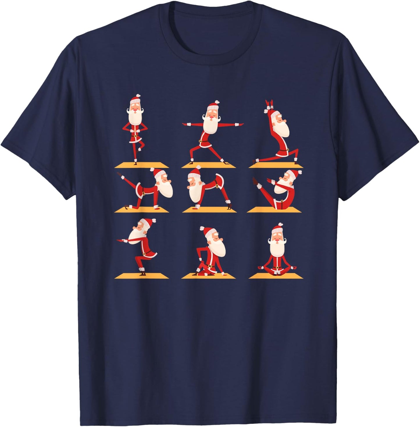 Santa Doing Yoga Exercises Poses Meditation Christmas Yoga T-Shirt - T-Shirt | Navy