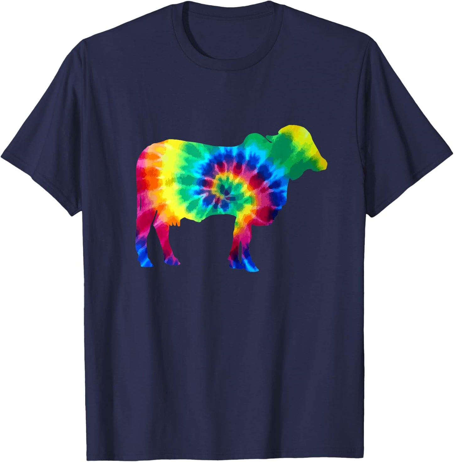 Cow Tie Dye Vintage Hippie Farm Animal Farmer Cow Lover T-Shirt - T-Shirt | Navy