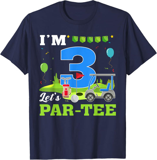 I'm 3 Let's Par- Birthday Golf 3rd Party Sport Kids T-Shirt - T-Shirt | Navy