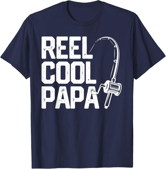 Reel Cool Papa Funny Father's Day Gift Fishing Grandpa Dad T-Shirt - T-Shirt | Navy