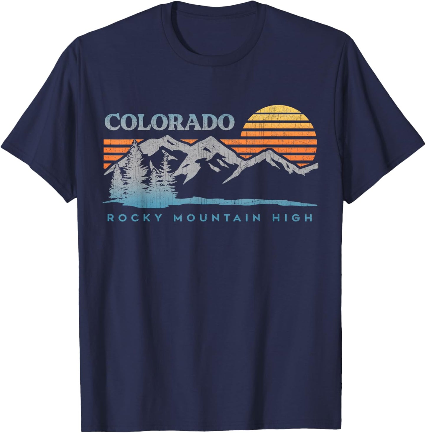 Vintage 70's 80's Colorado Outdoor Mountains Nature Hiking T-Shirt - T-Shirt | Navy