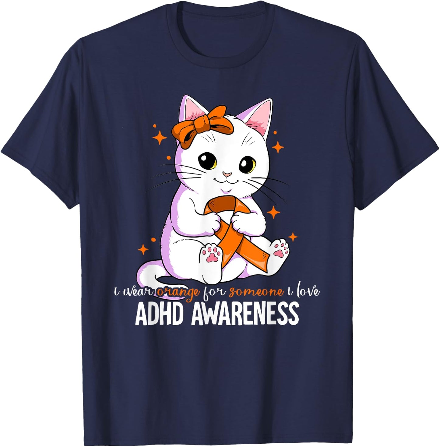 ADHD Gift ADHD Awareness -Kids Black Cotton Blend Small T-Shirt - T-Shirt | Navy