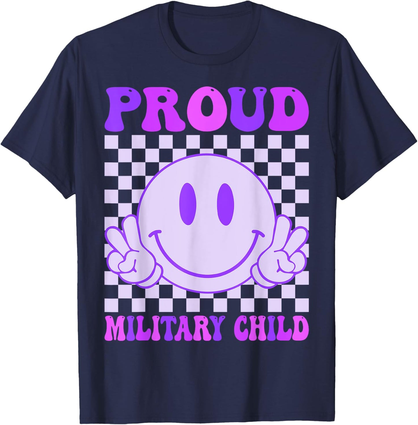 Proud Military Child Purple Up For Military Kids T-Shirt - T-Shirt | Navy