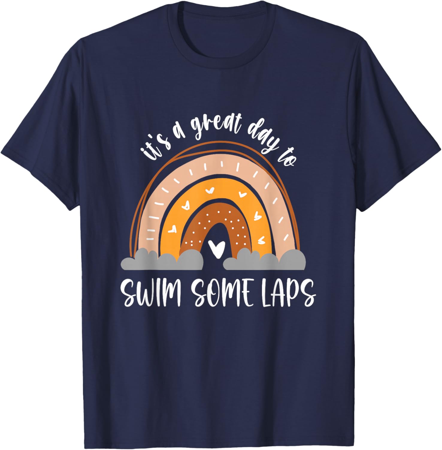 Swim some laps swimmer Boho Kids Heart Rainbow T-Shirt - T-Shirt | Navy