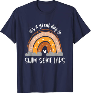 Swim some laps swimmer Boho Kids Heart Rainbow T-Shirt - T-Shirt | Navy