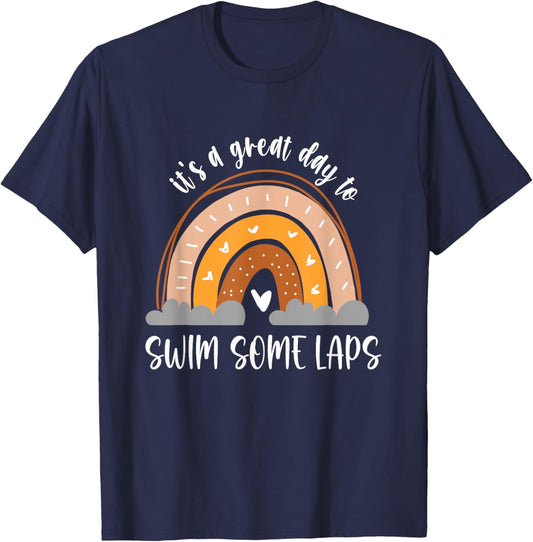 Swim some laps swimmer Boho Kids Heart Rainbow T-Shirt - T-Shirt | Navy
