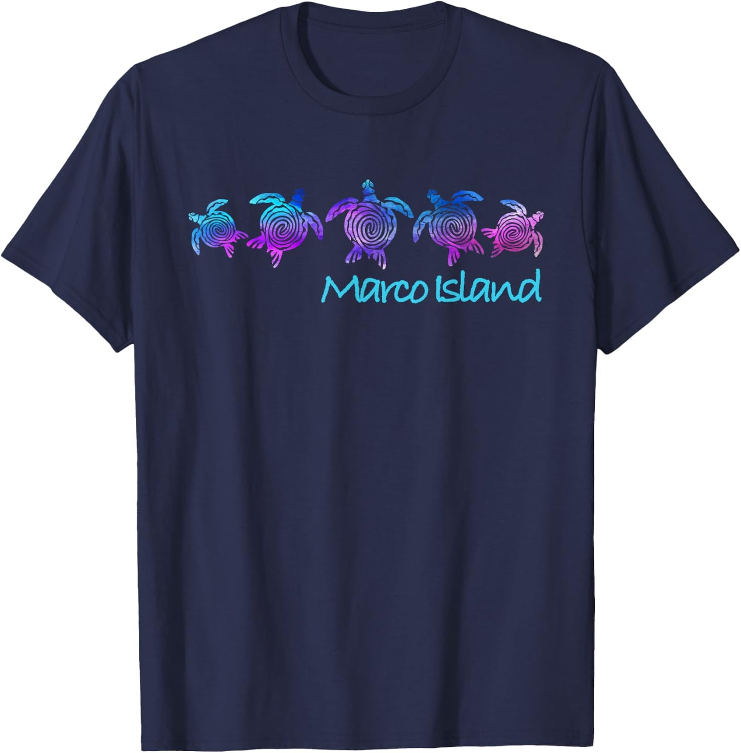 Marco Island Beach Design / Tribal Turtle Gift T-Shirt - T-Shirt | Navy