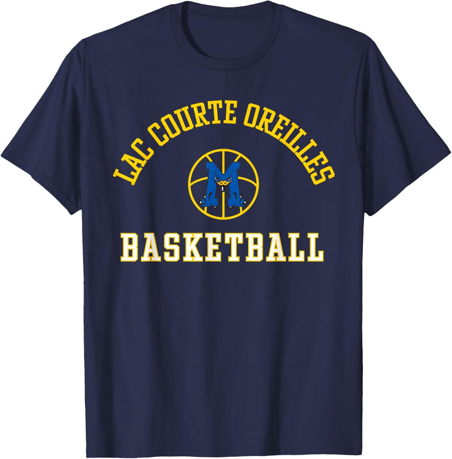 Lac Courte Oreilles Ojibwe School Migiziwag Basketball T-Shirt - T-Shirt | Navy
