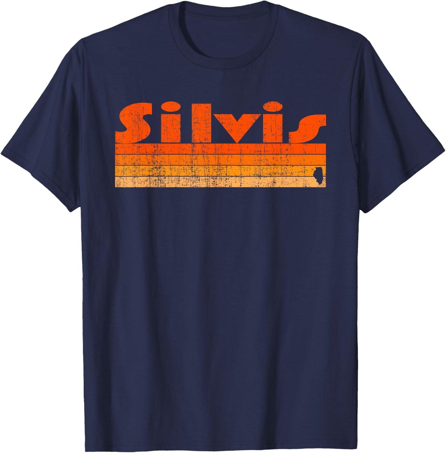 Silvis, Illinois Retro 80s Style T-Shirt - T-Shirt | Navy