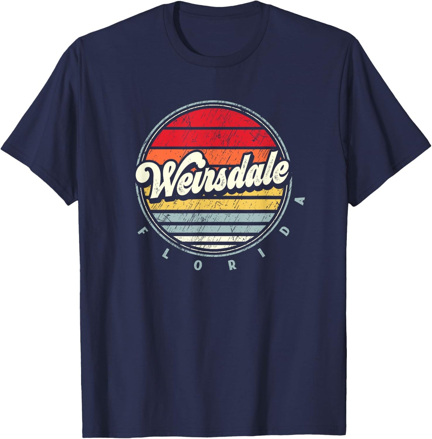 Retro Weirsdale Home State Cool 70s Style Sunset T-Shirt - T-Shirt | Navy