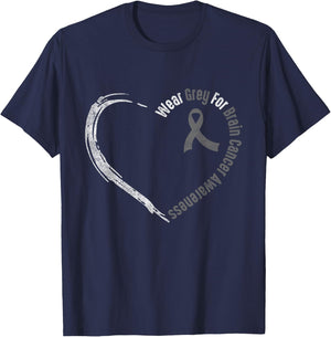 Wear Grey For Brain Cancer Awareness | Brain Tumor T-Shirt - T-Shirt | Navy