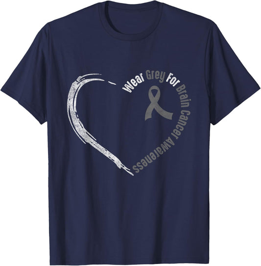 Wear Grey For Brain Cancer Awareness | Brain Tumor T-Shirt - T-Shirt | Navy