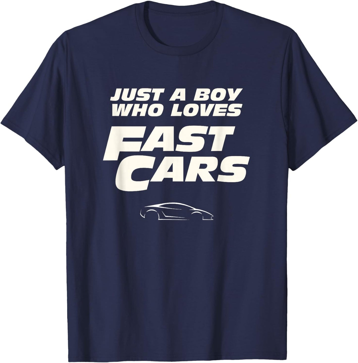 Fast Car Just A Boy Who Loves Fast Cars Funny Gift T-Shirt - T-Shirt | Navy