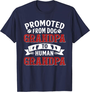 Promoted From Dog Grandpa To Human Grandpa T-Shirt - T-Shirt | Navy