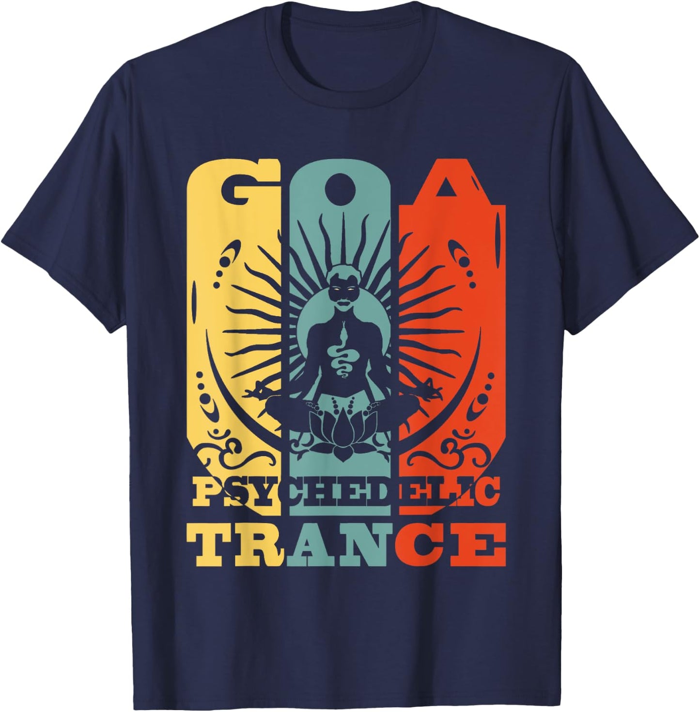 Goa Psychedelic Trance - OM Psytrance Present T-Shirt - T-Shirt | Navy