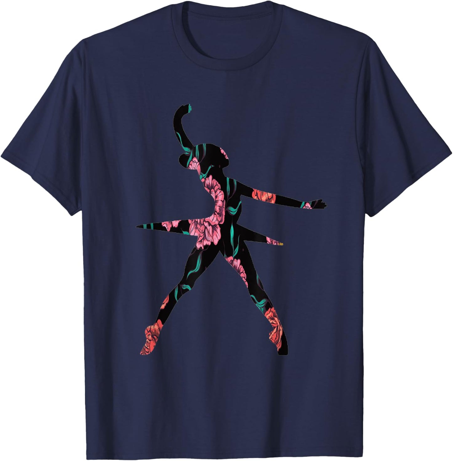 Ballet Dancer Flower Roses Floral Ballerina Ballet Dancing T-Shirt - T-Shirt | Navy