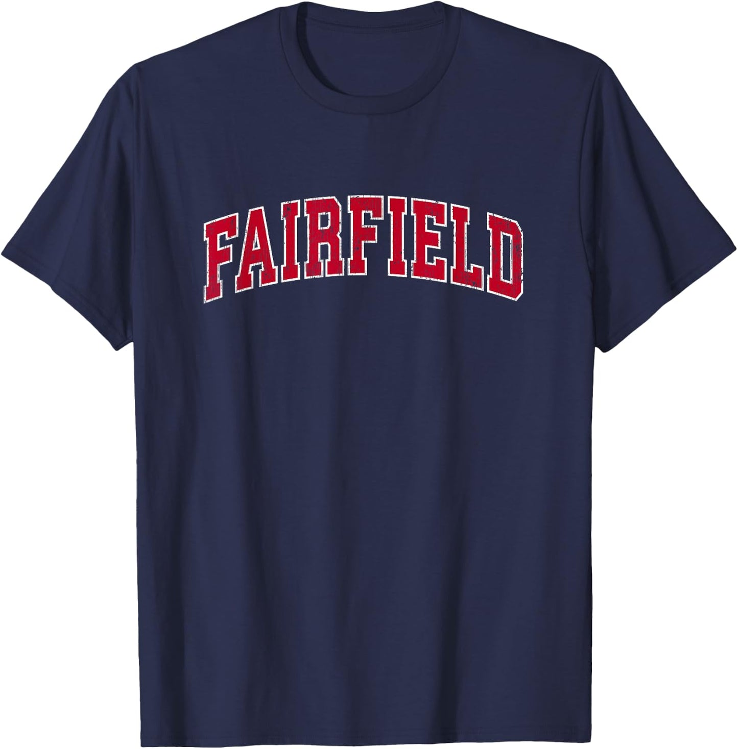 Fairfield Connecticut CT Vintage Sports Design Red Design T-Shirt - T-Shirt | Navy