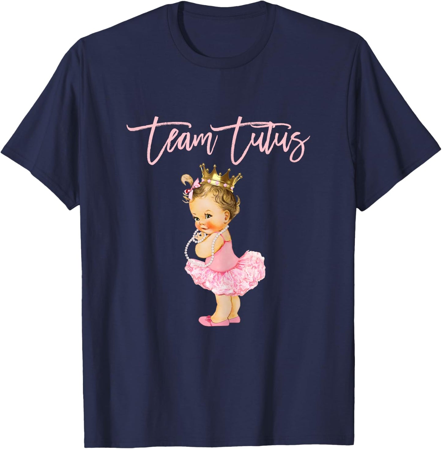 Team Tutus Girl Gender Reveal Group Baby Shower Touchdown T-Shirt - T-Shirt | Navy