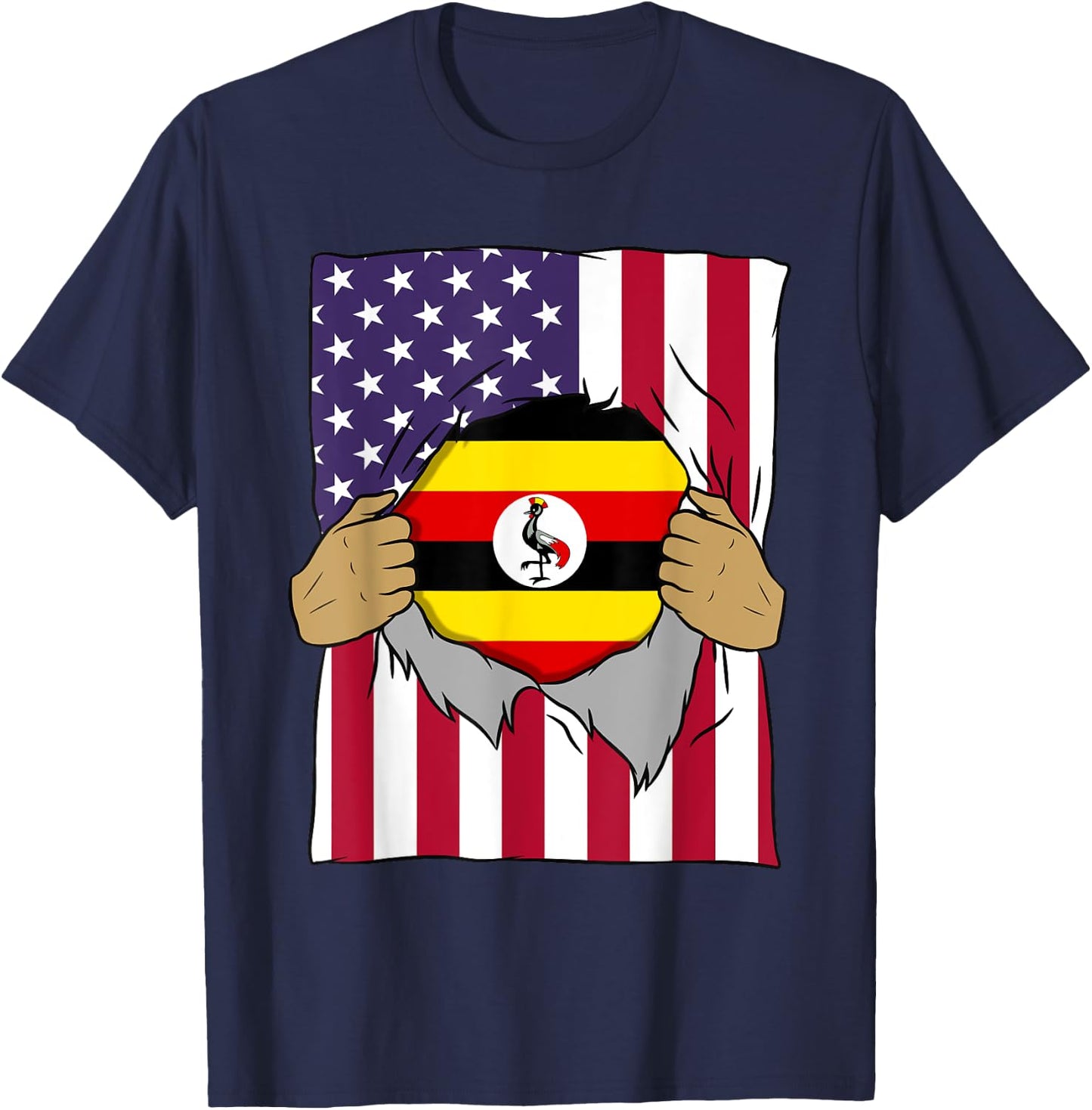 Uganda Flag Blood Inside Me Home Pride Ugandan American Gift T-Shirt - T-Shirt | Navy