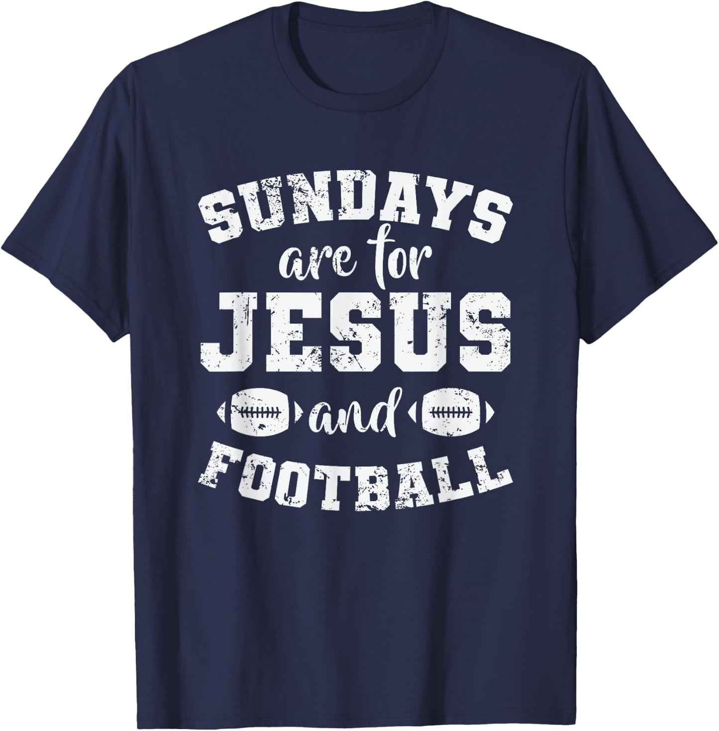Sundays are for Jesus and Football USA T-Shirt - T-Shirt | Navy