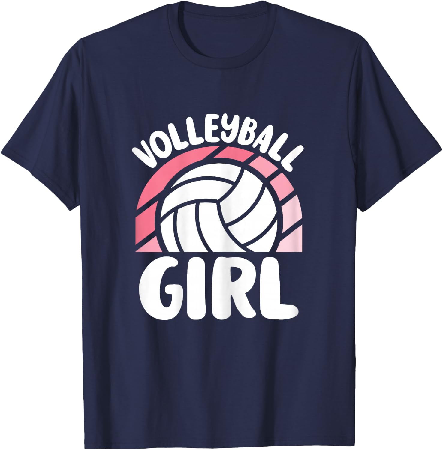 Volleyball Girl Cute Pink Volleyball Lover Women Girls T-Shirt - T-Shirt | Navy