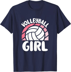 Volleyball Girl Cute Pink Volleyball Lover Women Girls T-Shirt - T-Shirt | Navy