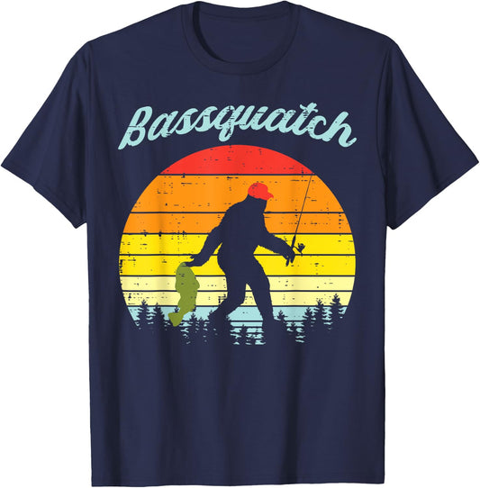 Bassquatch Bigfoot Sasquatch Fish Fishing Fisherman Gift T-Shirt - T-Shirt | Navy